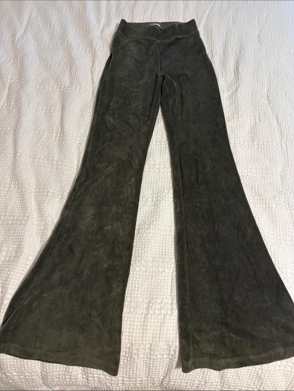 American Eagle Outfitters Olive Green Velvet Flare Pants